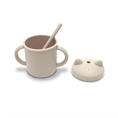 Silicone Cup with Handles and Straw BEIGE